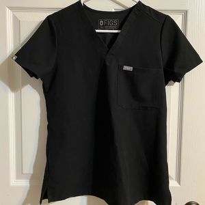 Figs Black One Pocket Scrub Top